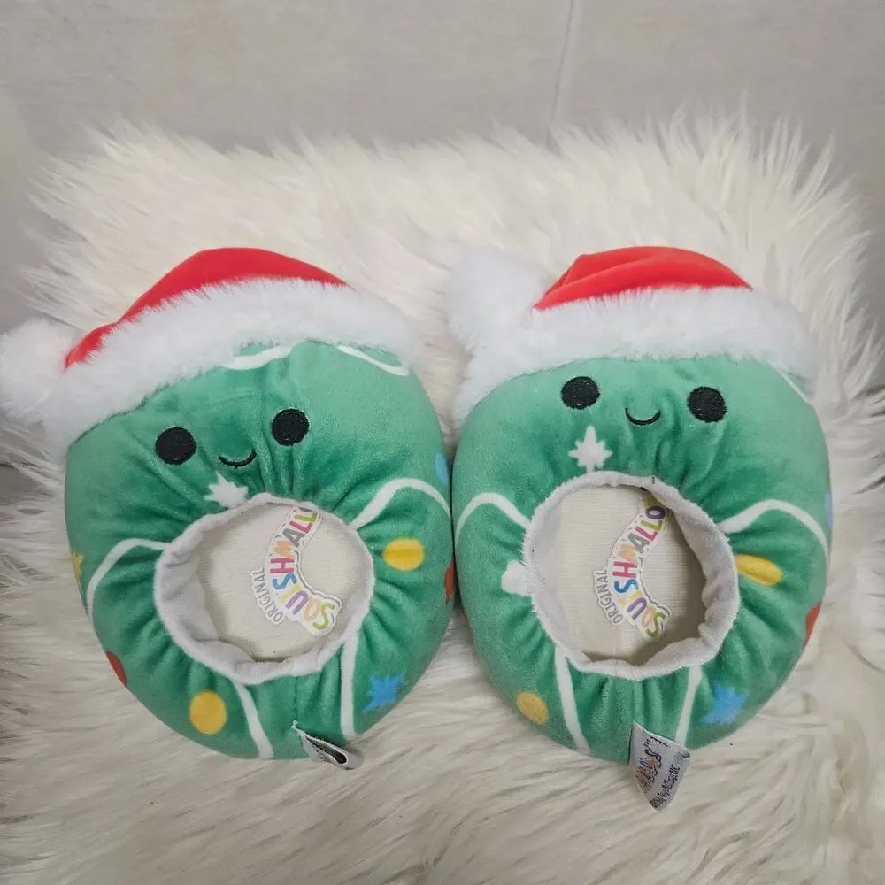 Squishmallows Christmas Tree Slippers Kids Size 11-12